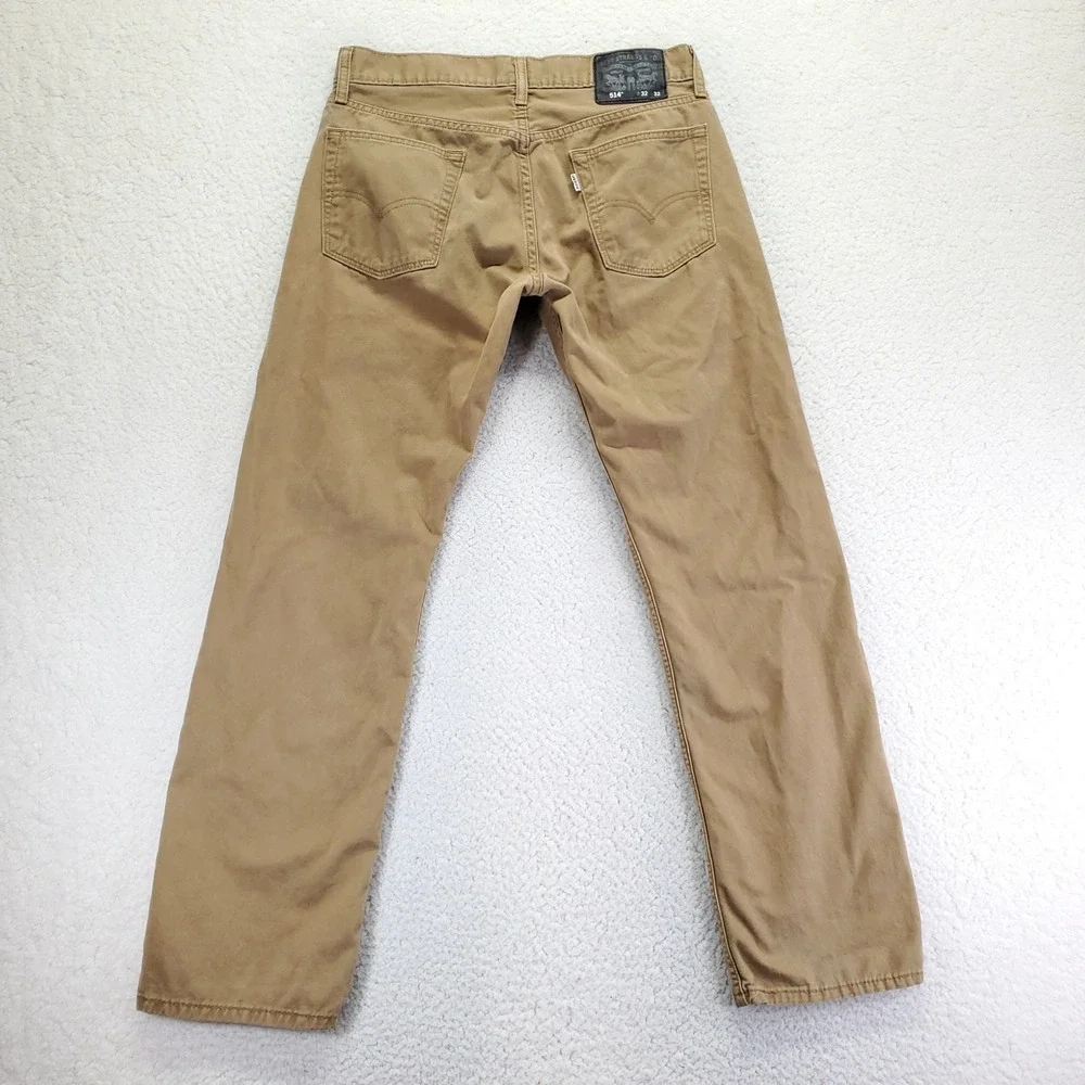 Levis 514 Straight Fit Khaki Tan Cotton Twill Pants Mens 32x32 00514-0531